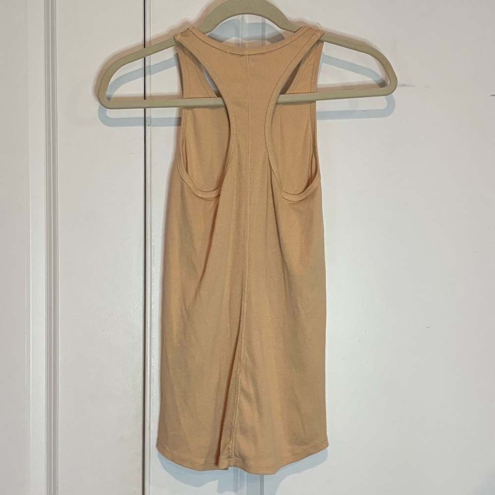 Stateside Light Tan Cotton Modal Ribbed Racerback Tank S - Picture 4 of 8